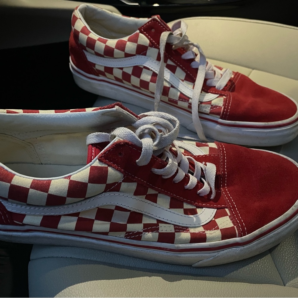 Vans Red and White Checkered Sneakers